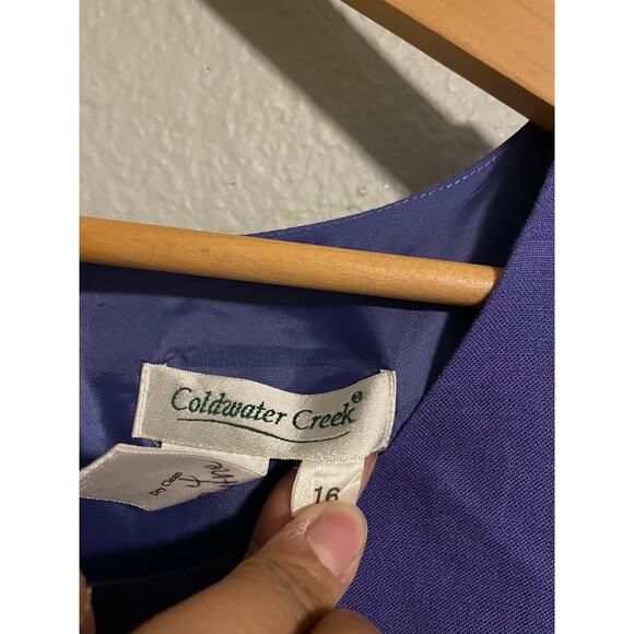 Coldwater Creek Womens Dress Size 16 Purple Linen Rayon Sleeveless Lagenlook - Picture 3 of 8